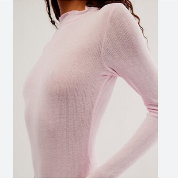 NEW Free People Intimately Pink Weekend Vibe Mockneck Long Sleeve Bodysuit - Picture 2 of 11